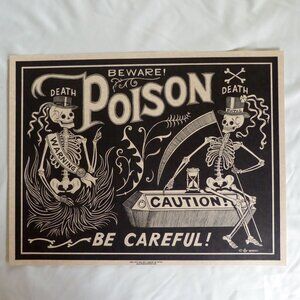 NEW 17” x 22” MADAME TALBOT SKELETON POISON DEATH COFFIN GOTHIC LITHOGRAPH PRINT